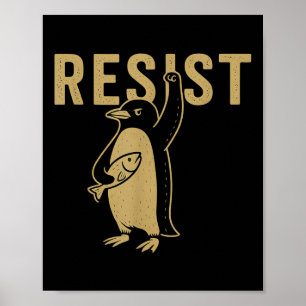 Resist Penguin Retro Resist Penguin Design  Poster
