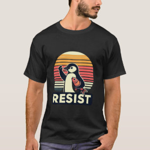 Resist Penguin Retro Sunset Funny Protest penguin T-Shirt