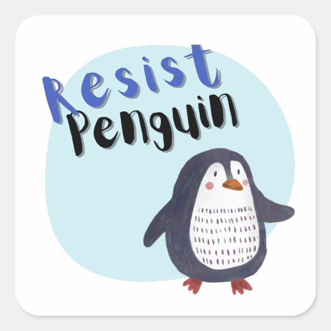 Resist penguin square sticker (Front)