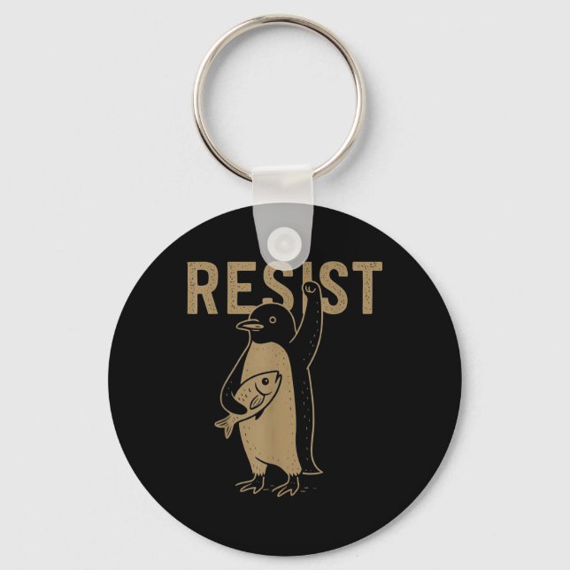 Resist Penguins Activism Graphic  Key Ring (Front)
