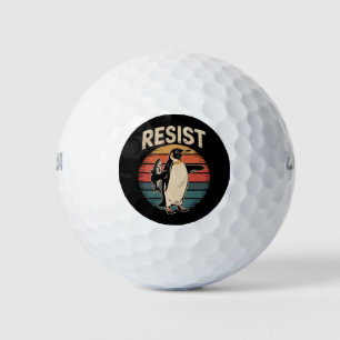 Resist Penguins Activism Protest Tariffs Retro Golf Balls