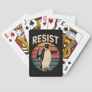 Resist Penguins Activism Protest Tariffs Retro Playing Cards