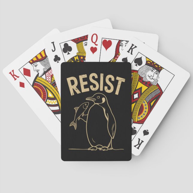 Resist Penguins Activism Protest Vintage Playing Cards (Back)