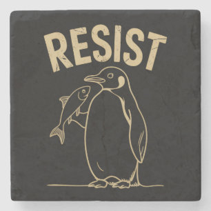 Resist Penguins Activism Protest Vintage Stone Coaster
