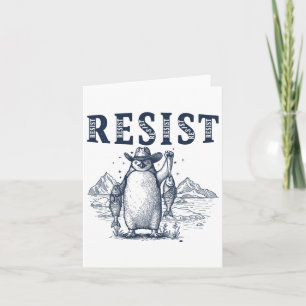 Resist Penguins Activism Vintage Graphic  Card