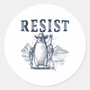 Resist Penguins Activism Vintage Graphic Classic Round Sticker
