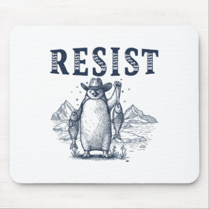 Resist Penguins Activism Vintage Graphic  Mouse Pad
