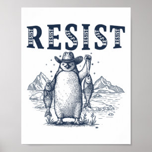 Resist Penguins Activism Vintage Graphic Poster