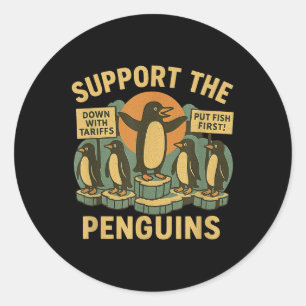 Resist Penguins Against Tariffs Retro Classic Round Sticker