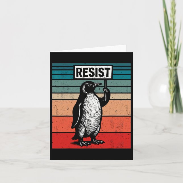 Resist Penguins Against Trump Tariffs Funny  Card (Front)