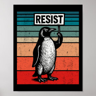 Resist Penguins Against Trump Tariffs Funny Poster