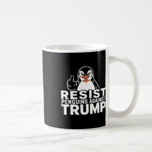 Resist Penguins Against Trump Tariffs Middle Finge Coffee Mug