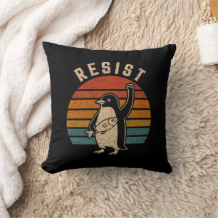 Resist Penguins Protest Against Tariffs Cushion