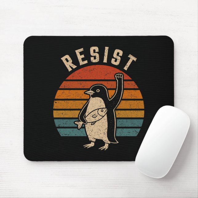 Resist Penguins Protest Against Tariffs Mouse Pad (With Mouse)