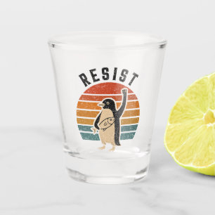 Resist Penguins Protest Against Tariffs Shot Glass