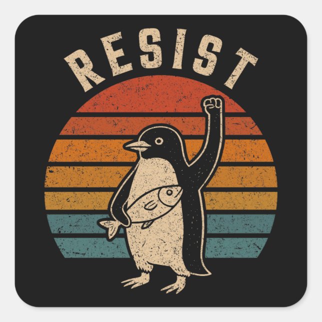 Resist Penguins Protest Against Tariffs Square Sticker (Front)