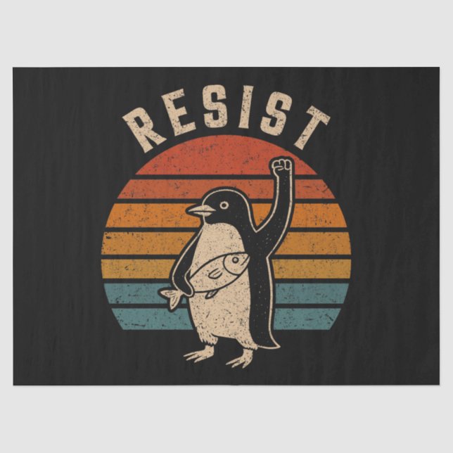Resist Penguins Protest Against Tariffs Tissue Paper (Front)