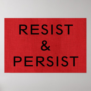 Resist & Persist on Red Linen Texture Photo Poster