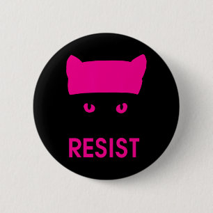 Resist Persist Pink Hat Cat Shirt - Womens Empower 6 Cm Round Badge