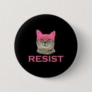 Resist Persist Protest March Cat Hat 6 Cm Round Badge