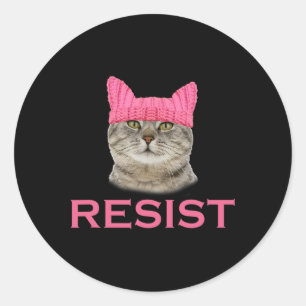 Resist Persist Protest March Cat Hat Classic Round Sticker