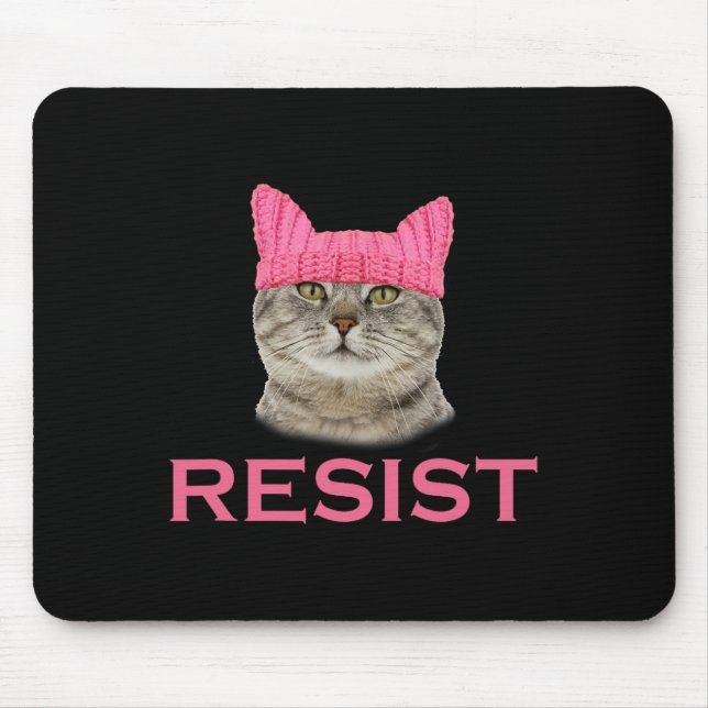 Resist Persist Protest March Cat Hat  Mouse Pad (Front)