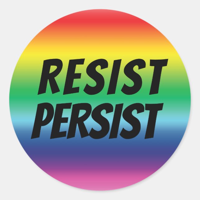 Resist persist rainbow colours pride lgbtq lgbt classic round sticker (Front)