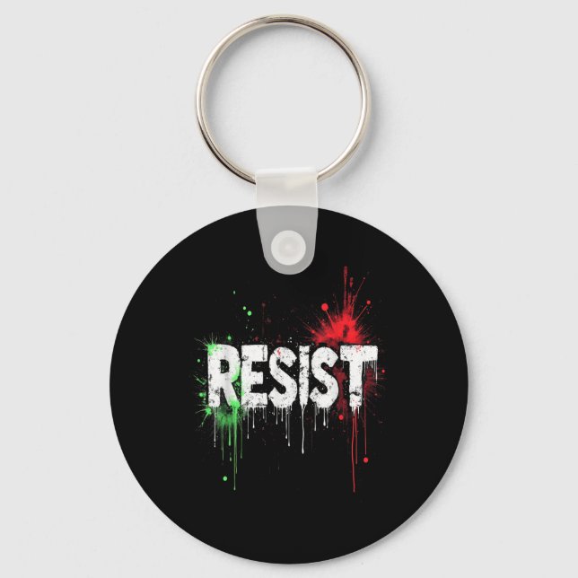 Resist Political Protest _1  Key Ring (Front)
