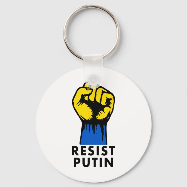 Resist Putin Protest Raised Fist  Key Ring (Front)