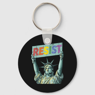 Resist Rainbow Statue Liberty Protest Lgbt Gay Men Key Ring