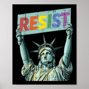 Resist Rainbow Statue Liberty Protest Lgbt Gay Men Poster