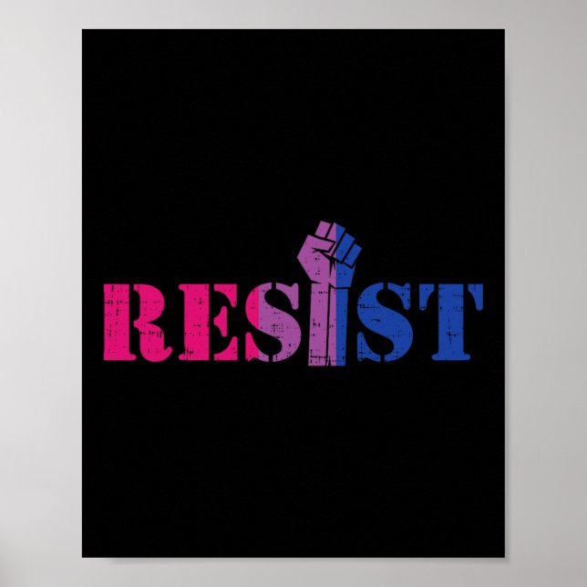 Resist Raised Fist Protest Lgbtq Biual Flag Gay Pr Poster (Front)