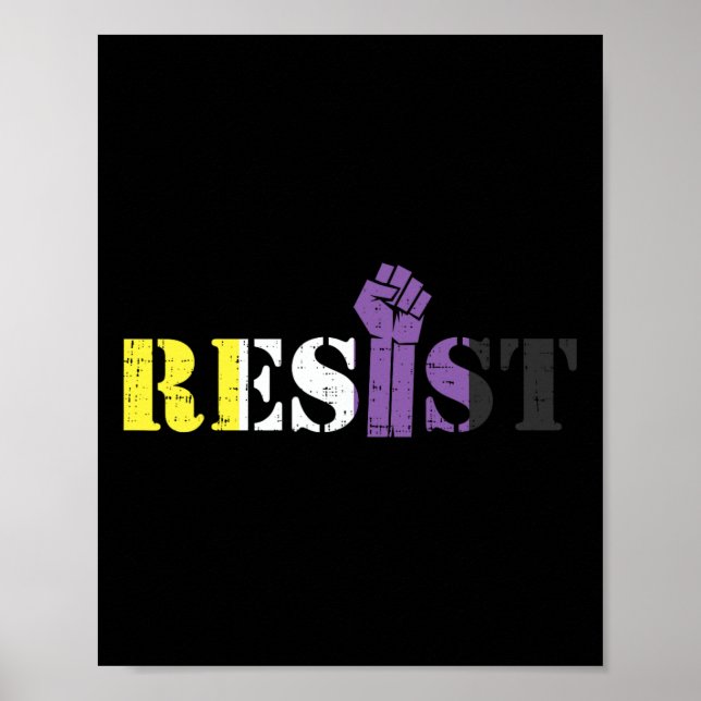 Resist Raised Fist Protest Lgbtq Non-binary Flag G Poster (Front)