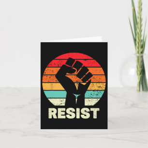 Resist Raised Fist Retro Sunset Equality And Freed Card