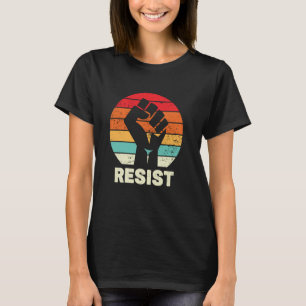 Resist Raised Fist Retro Sunset Equality & Freedom T-Shirt