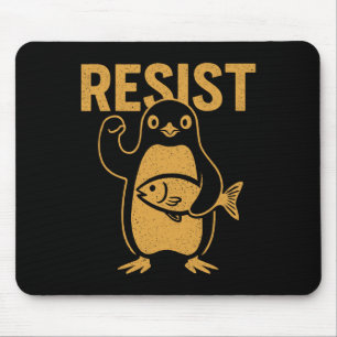 Resist Rebel Penguin Protest Against Tariffs Anti- Mouse Pad
