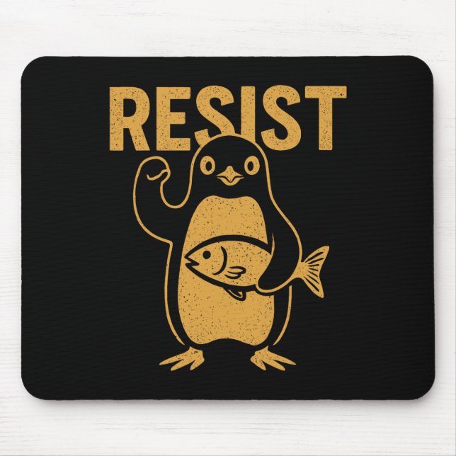 Resist Rebel Penguin Protest Against Tariffs Anti- Mouse Pad (Front)