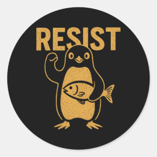 Resist Rebel Penguin Protest Against Tariffs Resis Classic Round Sticker