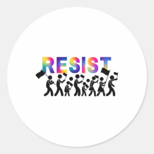 Resist Resistance Rainbow March Hands Off Protest  Classic Round Sticker