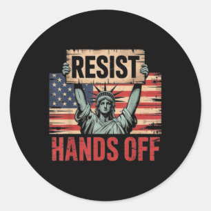 Resist Resistance Statue Of Liberty Hands Off Prot Classic Round Sticker