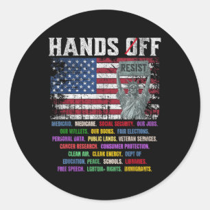 Resist Resistance Usa Statue Of Liberty Hands Off Classic Round Sticker