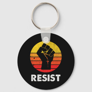 Resist Retro Vintage 70s Anarchist Feminist Women Key Ring