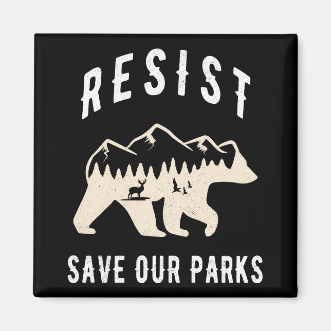 Resist Save Our Parks Alt US National Parks Bear  Magnet (Front)
