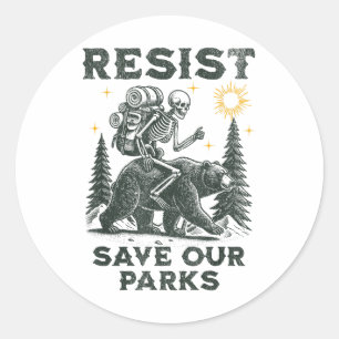 Resist Save Our Parks Alt Us National Parks Bear T Classic Round Sticker