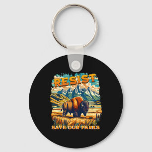 Resist Save Our Parks Alt Us National Parks Bison Key Ring