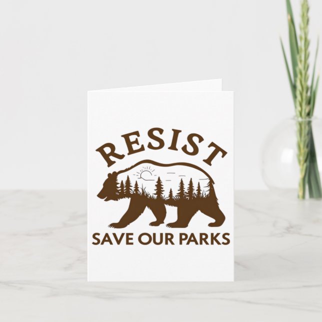 Resist Save Our Parks Bear Sticker  Card (Front)