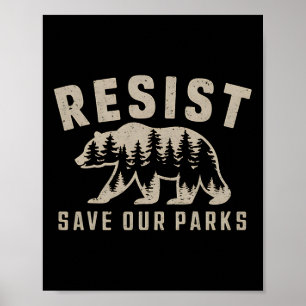 Resist Save Our Parks National Parks Hiking Campin Poster