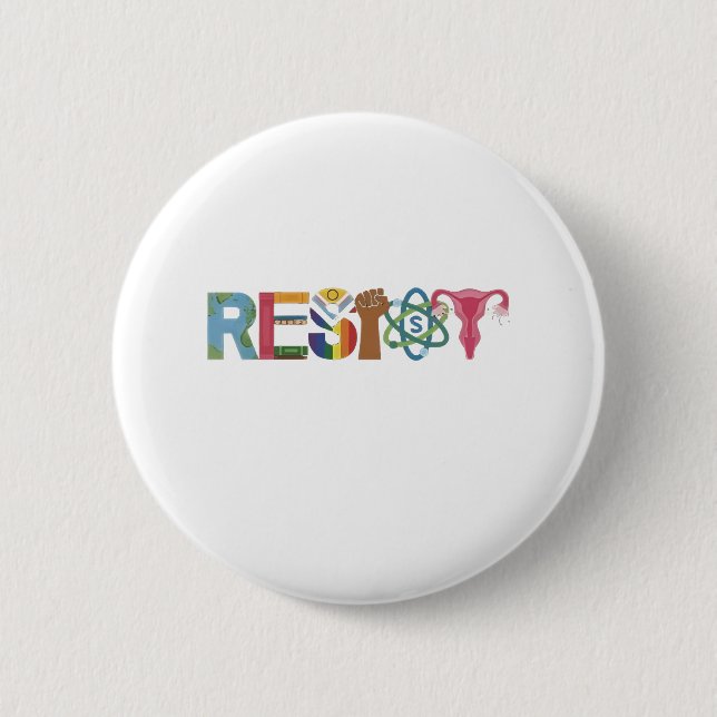 Resist Shirt Resistance Fight Fist Protest Liberal 6 Cm Round Badge (Front)