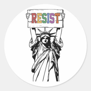 Resist Shirt Statue Of Liberty Women Day Classic Round Sticker