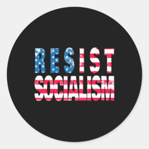 Resist Socialism - Patriotic Us Flag Anti-socialis Classic Round Sticker
